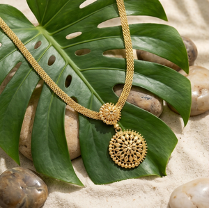 Divyoro Gold Plated <b>Copper</b> Alloy Adjustable Length Short Pendant Necklace Circular Flower Pattern Snake <b>Chain</b> Classic Style - Product Image 4