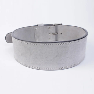 Ceinture de musculation en cuir de vachette grise, réglable avec boucle, unisexe, antidérapante, respirante, protection professionnelle et soutien - Product Image 5