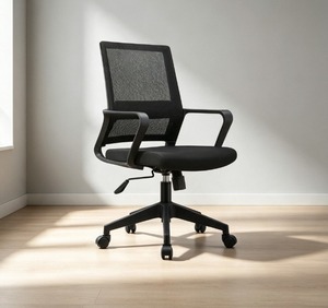 Silla de Oficina Moderna con Malla, Reposabrazos Ajustables, Base Giratoria, Ergonómica, Minimalista, Estructura de Acero Inoxidable, para Oficina en Casa, Color Negro - Product Image 1