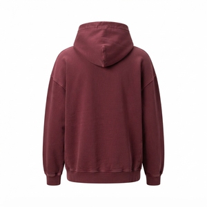Sudadera con capucha extragrande de felpa para mujer, color burdeos lavado, con bolsillo canguro, estilo casual urbano - Product Image 3
