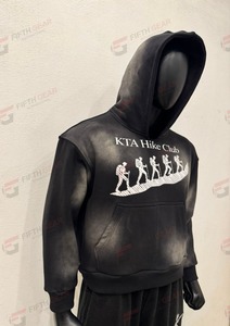 Sudadera con capucha negra lavada de peso pesado con estampado, tendencia 2026, efecto lavado, color, talla, diseño y tela personalizables, servicio OEM - Product Image 2