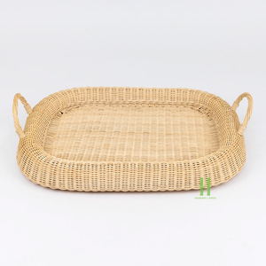 NUEVO DISEÑO Bandeja de Ratán Natural Ecológica, Bandeja de Mimbre Hecha a Mano para Servir Comida, Bebidas, Desayuno, Almacenamiento y Decoración del Hogar - Product Image 3