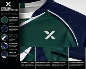 Ensemble de maillot de rugby pour hommes X Sports, vert, marine, blanc, imprimé par sublimation, respirant, sans manches, coupe classique, toutes saisons - Product Image 4
