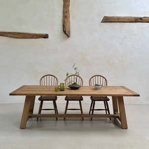 Mesa de Comedor Moderna de Madera Maciza, Rectangular, Acabado Natural, Estable, Gran Capacidad, Muebles de Cocina - Product Image 2
