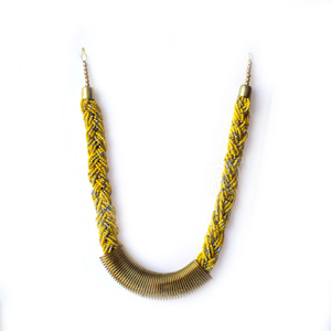Beaded <b>Necklace</b> Women's Bohemia Style Yellow Crystal Rhinestone Handmade Copper Alloy Party Jewelry Antique Bronze Plated - Product Image 1