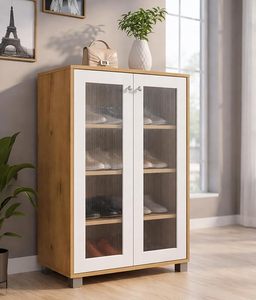 Zapatero de Madera Sintética, Zapatero de Madera de 4 Niveles para Entrada, Mueble Zapatero con Puertas y Estantes Ajustables - Product Image 1