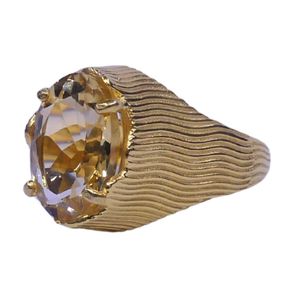 Anillo de Cóctel de Oro Amarillo con Cristal Redondo Engastado en Puntas, Estilo Clásico, Unisex, para Uso Diario - Product Image 3