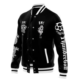 Full Embroidered Varsity Jacket Men's Black Green PU Leather Sleeve Letter P Patch Eagle Design Preppy Style - Product Image 3