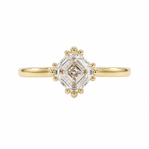Anillo de compromiso y boda VB-73SR con diamante de laboratorio de 2 quilates, corte Asscher escalonado de 7 mm, color E, certificado IGI VVS2, oro blanco de 14K - Product Image 4