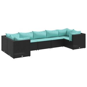 Conjunto de Muebles de Jardín de 7 Piezas en Ratán Sintético Negro con Cojines - Product Image 2