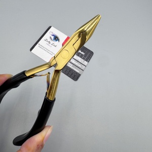 Herramientas para Extensiones de Cabello Lucky Lash, Alicates Comerciales de Acero Inoxidable con Acabado Dorado y Mango Negro, Herramienta para Instalar Anillos Micro - Product Image 3