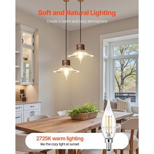 Confezione da 12 lampadine a candelabri a LED dimmerabili 2725K illuminazione calda 90 + Base CRI E12 alta per lampadari applique lampade da tavolo Vintage - Product Image 6