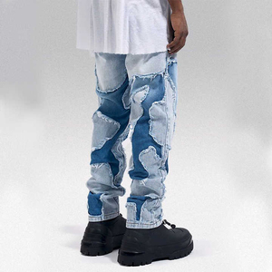 OEM Custom Distressed Wash <b>Jeans</b> Thin Stack Torch Pants with Wide Leg Mid Waist Straight Style Colored Denim Wear OEM ODM - Product Image 4