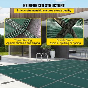 Telo di Copertura Rettangolare 16x36ft per Piscina Interrata in Materiale PC con Fori di Drenaggio, Design a Rete Solida per Protezione Piscina - Product Image 4