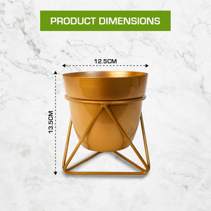 Gold <b>Metal</b> Flower Planter Pot with Iron <b>Stand</b> Luxury Elevated <b>Plant</b> Holder for Modern Interior Decoration Elegant Indoor Garden - Product Image 2