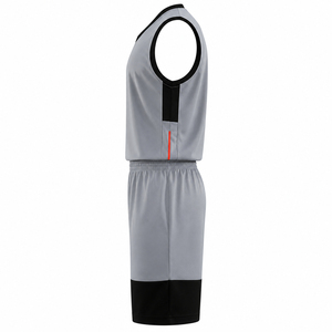 Ensemble d'uniformes de basketball unisexes respirants imprimés par sublimation personnalisée, 100 % polyester, maillot sans manches à col en V et short élastique - Product Image 4