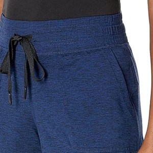 Shorts décontractés pour femmes, bleus, taille haute, élastique, respirants, en tricot 100% coton, avec poches, coupe ample - Product Image 6