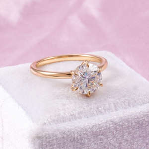 Anillo de Compromiso Clásico con Diamantes, Incrustaciones de Oro Sólido de 10K con Diamante de Laboratorio de Corte Brillante Redondo de 3.5 Quilates, Anillo de Boda para Mujer - Product Image 3