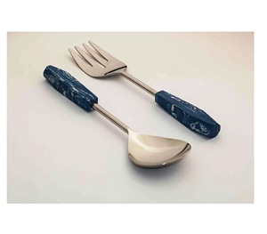 ชุดอุปกรณ์เสิร์ฟสลัดรักษ์โลก 2 ชิ้น รุ่น THH-RSS-8600 สีเขียวส้ม ด้ามจับลายคลื่น จาก HANDICRAFT HUB - Product Image 3