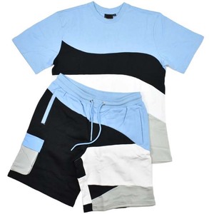 เสื้อยืดคอกลมแขนสั้นผู้ชาย ดีไซน์ลายทางตัดสี ทรงปกติ สไตล์ลำลอง ผ้าถัก - Product Image 4