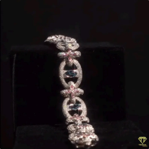 Bracelet en moissanite sertie de diamants, en argent sterling 925, avec des maillons ovales et des détails de pierres centrales colorées - Product Image 4