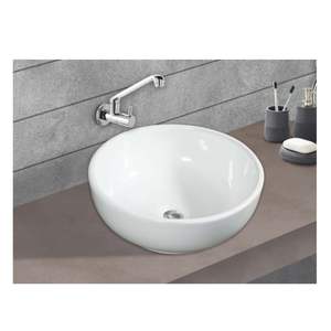 Exclusive rectangular wall hung ceramic wash basin 400x400x160mm glossy white floating bathroom sink with half pedestal - Product Image 5