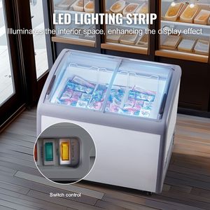 Congelatore Espositore Commerciale per Gelato da 9.3 Cu.ft con Coperchio in Vetro e Congelamento Profondo per Ristoranti e Gelaterie - Product Image 5