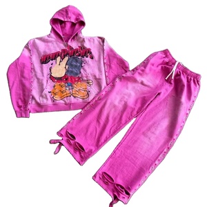 Nuevo Jersey Sun Faded Nueva llegada Recortada de gran tamaño de peso pesado Logotipo personalizado Lavado con ácido Faded Sudaderas con capucha de gran tamaño para hombres - Product Image 5