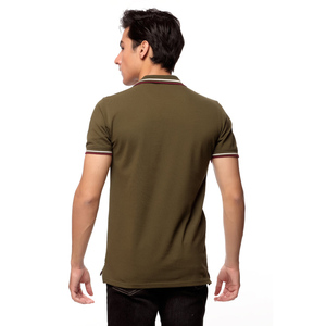 Polo de Punto a Rayas para Hombre, Manga Corta, Corte Regular Informal, Diseño Estampado en Negro y Beige, Cierre de Botones - Product Image 6