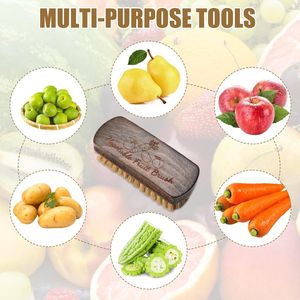 2-Pack <b>Vegetable</b> <b>Brush</b> Set with Wood Handle for Scrubbing Potatoes Carrots Corn Mushrooms - Product Image 4