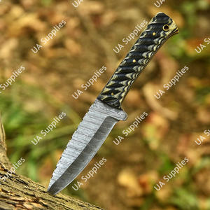 Couteau de chasse et de camping à lame fixe en acier Damas, pointe tombante, qualité industrielle supérieure, support OEM/ODM en gros - Product Image 4