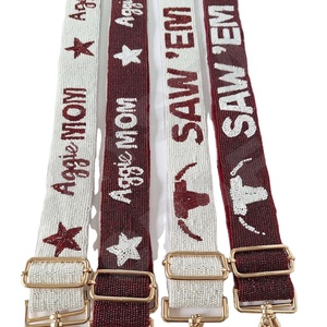 Aggie Mom Star Sangles de sac de perles de rocaille réglables Accessoires de mode avec forme personnalisée et design Sangle de sac à main perlée - Product Image 1