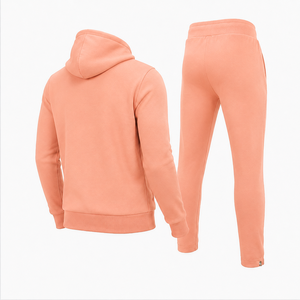 Sudadera con capucha y cremallera de color sólido para hombre con pantalones deportivos, conjunto de sudadera de forro polar cálido para ropa de calle y fitness. - Product Image 2