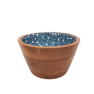 Bol en bois plat simple, fait main, avec revêtement vert, design minimaliste, pour servir les aliments, décoration de table. - Product Image 6