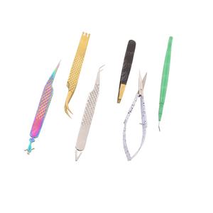 Pinzas de extensión de pestañas de suministro personalizado de calidad superior Herramientas de injerto de acero inoxidable Etiqueta privada Fibra de volumen de cejas - Product Image 4