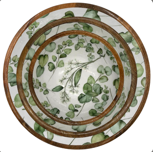 Tazón clásico árabe de madera con estampado esmaltado para servir comida, aperitivos, ensaladas, frutas y como centro de mesa para el hogar, hotel o cocina. - Product Image 6