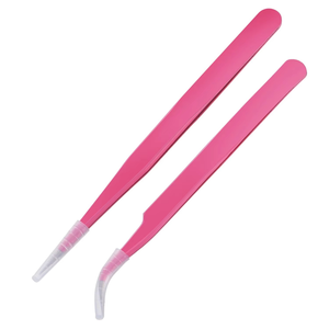 Precision <b>Pink</b> Eyelash Tweezers <b>Set</b> with Stainless Steel Tips tweezers professional precision eyelash tweezers - Product Image 2