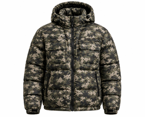 Custom <b>Men's</b> Camo Puffer <b>Jacket</b> Hooded Quilted Winter Outdoor <b>Jacket</b> Full Zip Insulated <b>Warm</b> Coat Streetwear Wholesale Apparel - Product Image 5