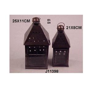 Vente chaude petite lanterne en fer de forme carrée avec finition en cuivre et bougeoir en verre uni pour la décoration de mariage festif - Product Image 6