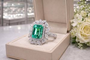Anillo de Compromiso Clásico con Esmeralda Natural Corte Esmeralda, Plata de Ley 925, Anillo de Promesa Nupcial para Mujer, Todas las Tallas - Product Image 2