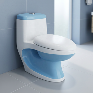 Inodoro de cerámica moderno de estilo occidental, de una pieza, alargado, montado en el suelo, con sifón, para baños exteriores. - Product Image 5