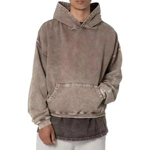 Custom Distressed <b>Zip</b> Hoodie 100% Cotton Sun Faded Acid Washed Print Vintage Regular Fit Autumn OEM Size - Product Image 1