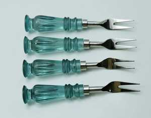 Juego de tenedores de acero inoxidable hechos a mano y personalizados con mango de acrílico para bodas, eventos, restaurantes, juego de accesorios de cocina modernos. - Product Image 1