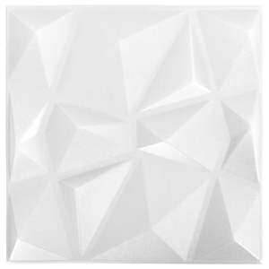 24 panneaux muraux blancs en diamant 3D 19.7 "x 19.7" tranches individuelles 64.6 Ft² couverture totale - Product Image 2
