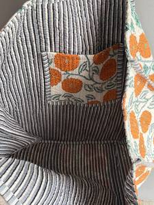 Sac fourre-tout en coton brodé bohème avec motif floral orange, ouverture supérieure, sac de shopping pour toutes les saisons, cadeau pour elle - Product Image 6