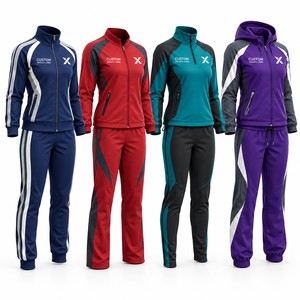 Survêtements de cheerleading personnalisés X Sports City pour adultes, en polyester, avec veste zippée et pantalon bicolores, uniforme - Product Image 3