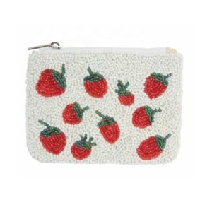 Porte-monnaie miniature fait main en perles de rocaille, motif fruits, fermeture éclair, durable, petite pochette de rangement polyvalente - Product Image 5