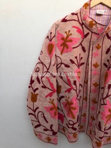 Suzani <b>Velvet</b> Floral Embroidered Jacket <b>Women's</b> Mandarin Collar Full Sleeve Elegant Autumn <b>Coat</b> Hand Embroidery Design - Product Image 4