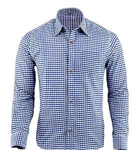 <b>Men</b>’s <b>Blue</b> Bavarian Trachten Oktoberfest <b>Shirt</b> Premium German Cotton Long Sleeve S to 4XL - Product Image 1