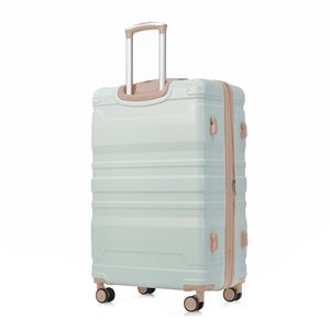 Set bagaglio in ABS espandibile da 4 pezzi durevole Spinner a 360 gradi ruote valigia borsa da viaggio verde grigio dorato - Product Image 6